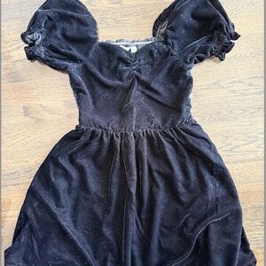 janie and jack velvet puff sleeve dress- jj black- sz 14